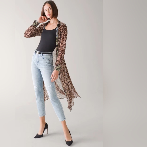 NWT White House Black Market WHBM Leopard-Print Midi 2 Piece Shirt Dress - Picture 3 of 12